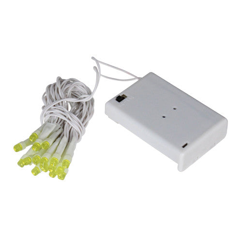20 Pre-Lit Green Battery Operated LED Wide Angle Christmas Lights - 6.25 ft White Wire