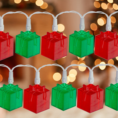 20-Count Red and Green LED Novelty Christmas Lights 9.5ft White Wire