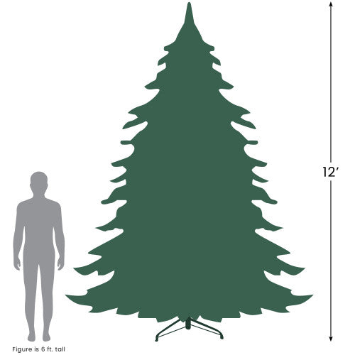 12' Pre-Lit Slim Pine Heavily Flocked Artificial Christmas Tree, Clear Lights