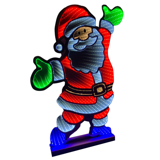 Infinity Light Standing Santa With Wooden Base (47")
