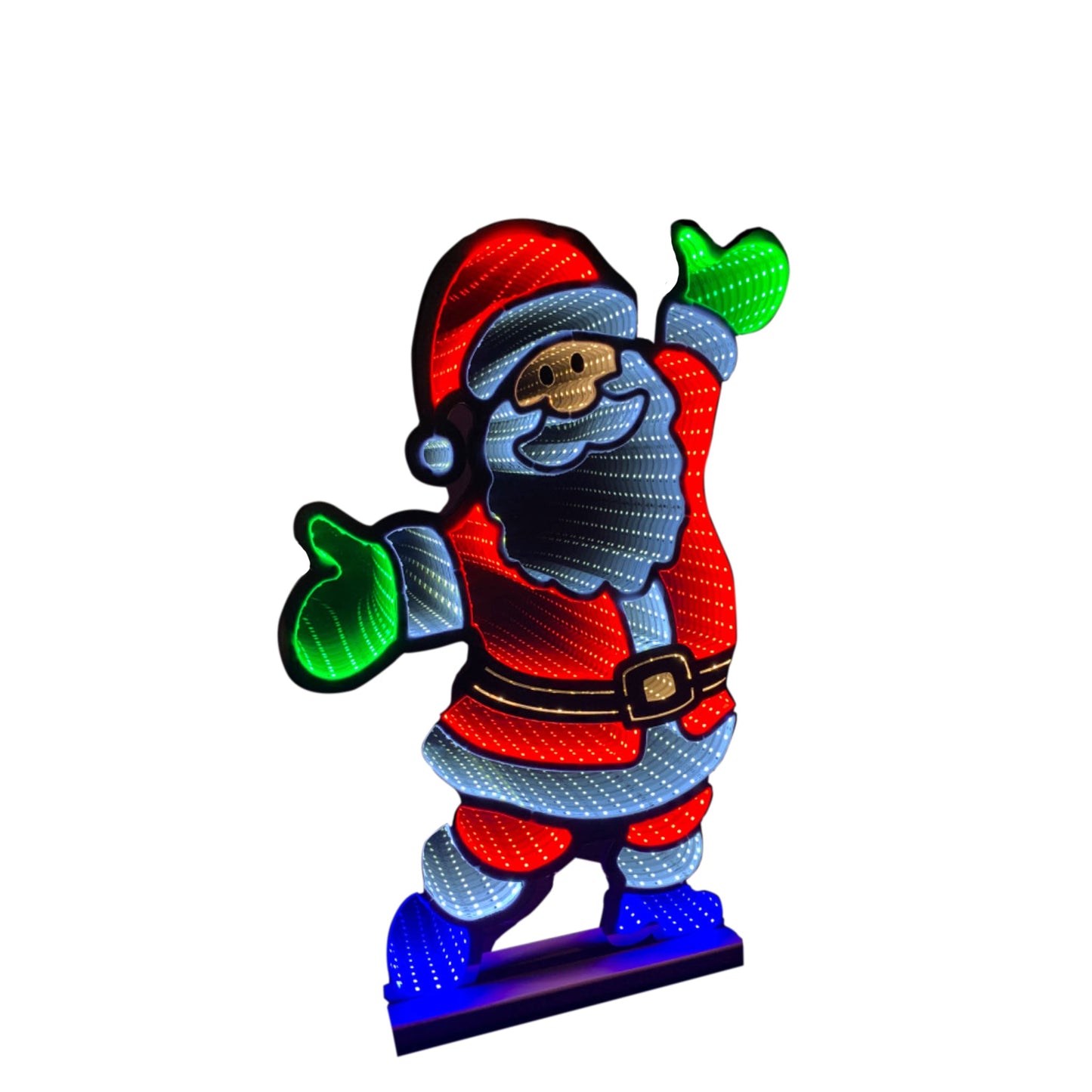 Infinity Light Standing Santa With Wooden Base (23")