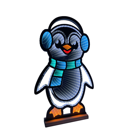 Infinity Christmas Penguin 2 With Wooden Base (15")