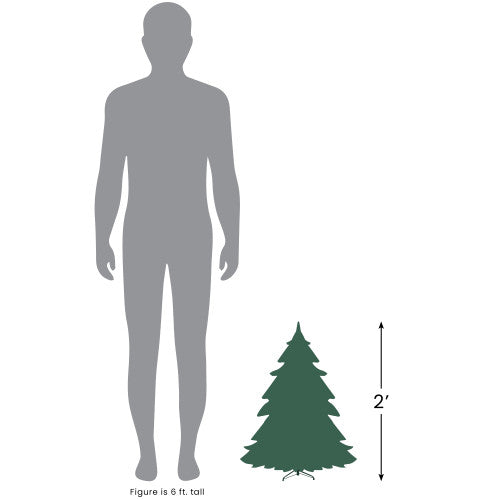 2' Pre-Lit Slim White Artificial Christmas Tree - Green Lights