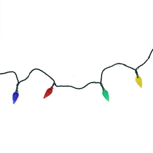 10 Multi-Color Faceted C6 LED Christmas Lights - 3.9 ft Green Wire