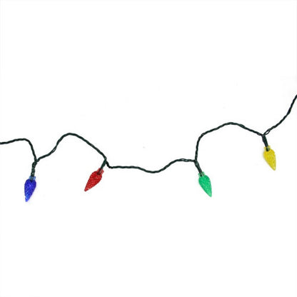 10 Multi-Color Faceted C6 LED Christmas Lights - 3.9 ft Green Wire
