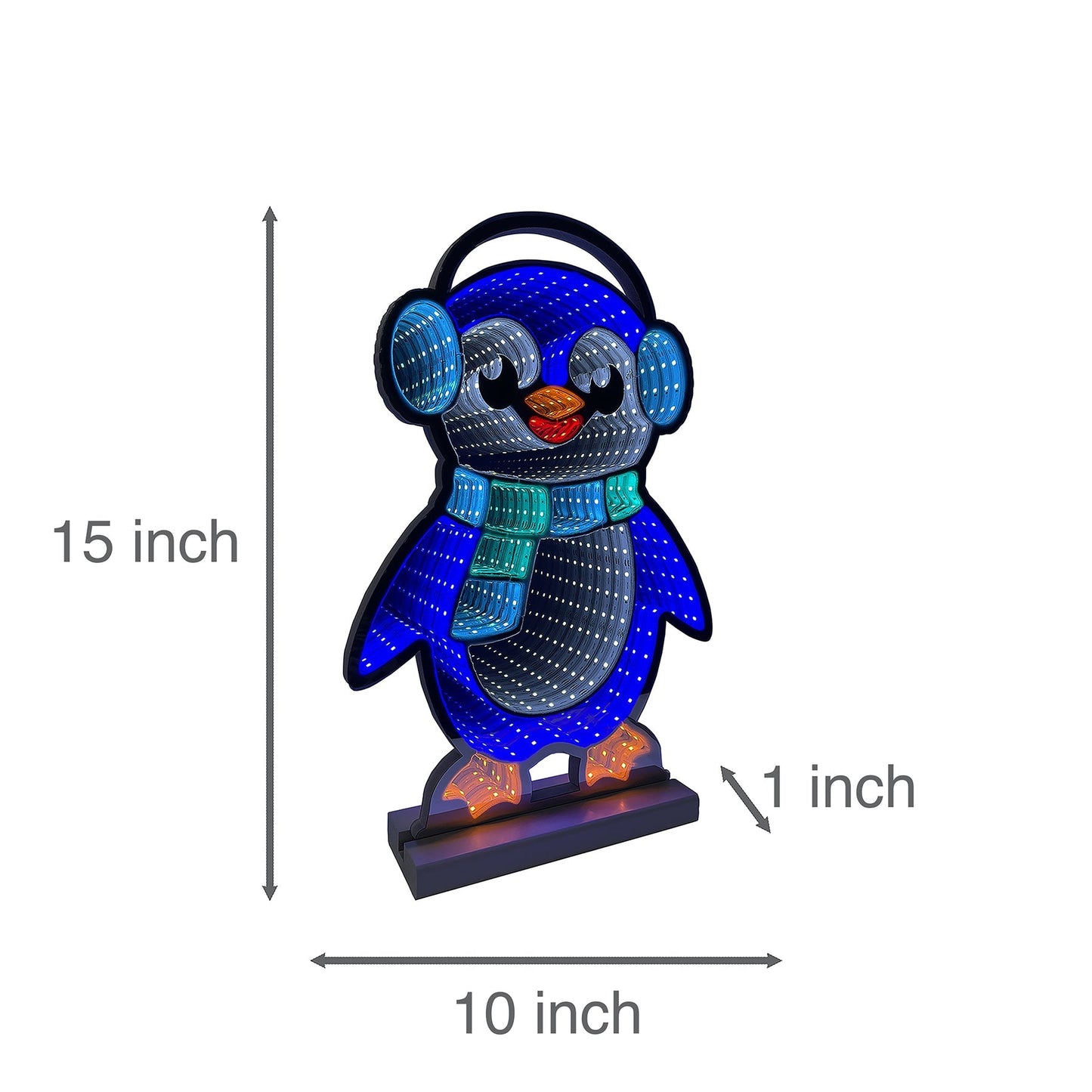 Infinity Christmas Penguin With Wooden Base (15")