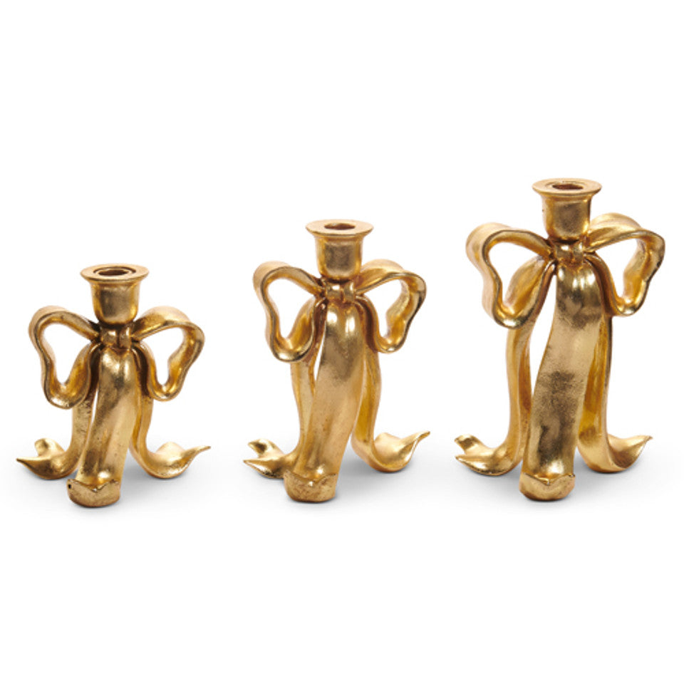 Bow Candlesticks, 9" (Set of 3)