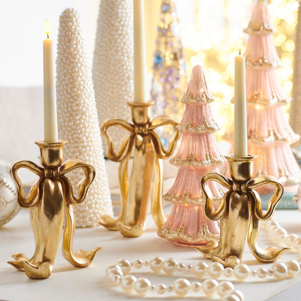Bow Candlesticks, 9" (Set of 3)