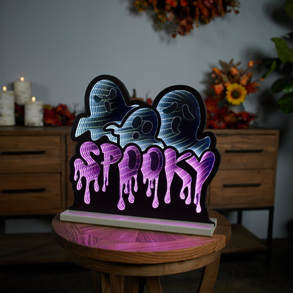 Triple Ghost/Spooky Infinity Light, Acrylic w/UL Plug, 15.5 x 15"