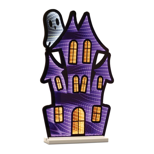 Haunted House w/Ghost Infinity Light, Acrylic w/UL Plug, 23.5"