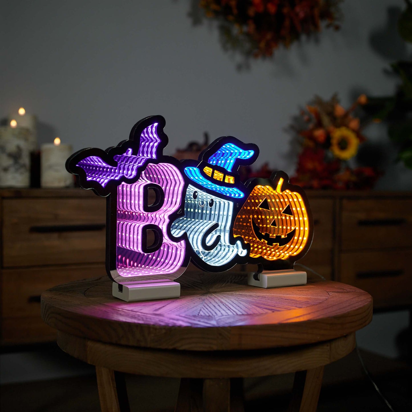 Halloween Boo Infinity Light 17"L x 10"H Acrylic w/UL Plug