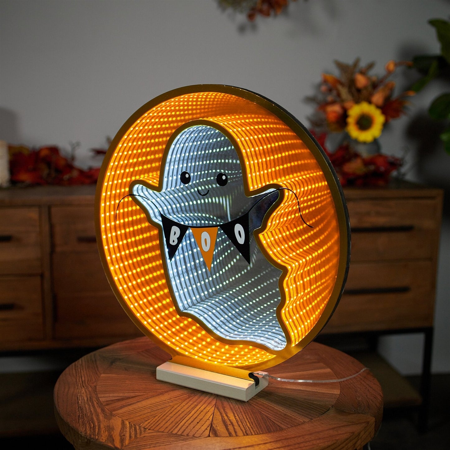 Ghost Boo Infinity Light, Acrylic w/UL Plug, 17"