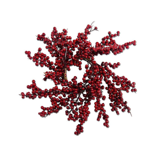 Mini Red and Burgundy Berry Candle Ring, 12"