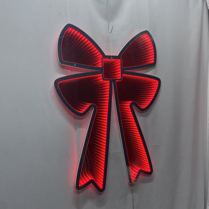 Red Bow Infinity Light, Acrylic w/UL Plug, 24"