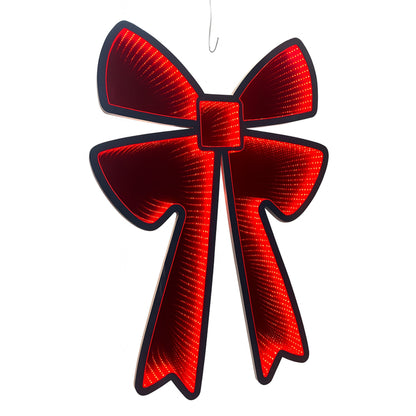 Red Bow Infinity Light, Acrylic w/UL Plug, 24"