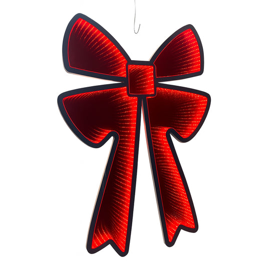 Red Bow Infinity Light, Acrylic w/UL Plug, 24"