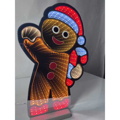 Gingerbread Man W/Candy Cane Infinity Light, Acrylic w/UL Plug, 17"