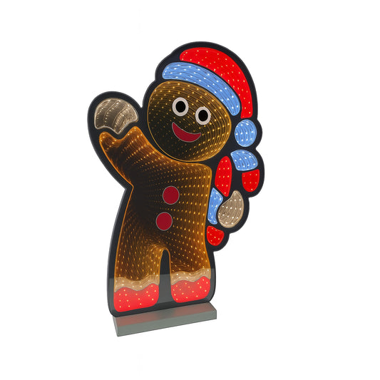 Gingerbread Man W/Candy Cane Infinity Light, Acrylic w/UL Plug, 17"
