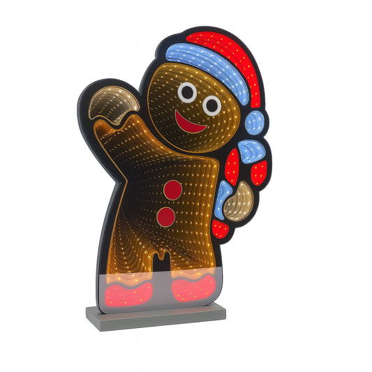 Gingerbread Man W/Candy Cane Infinity Light, Acrylic w/UL Plug, 24"