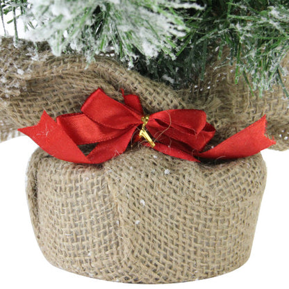 18" Flocked Pine Medium Artificial Christmas Tree in Burlap Base - Unlit