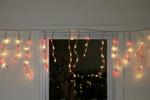 150 Red and Clear Mini Icicle Christmas Lights - 8.75 ft White Wire