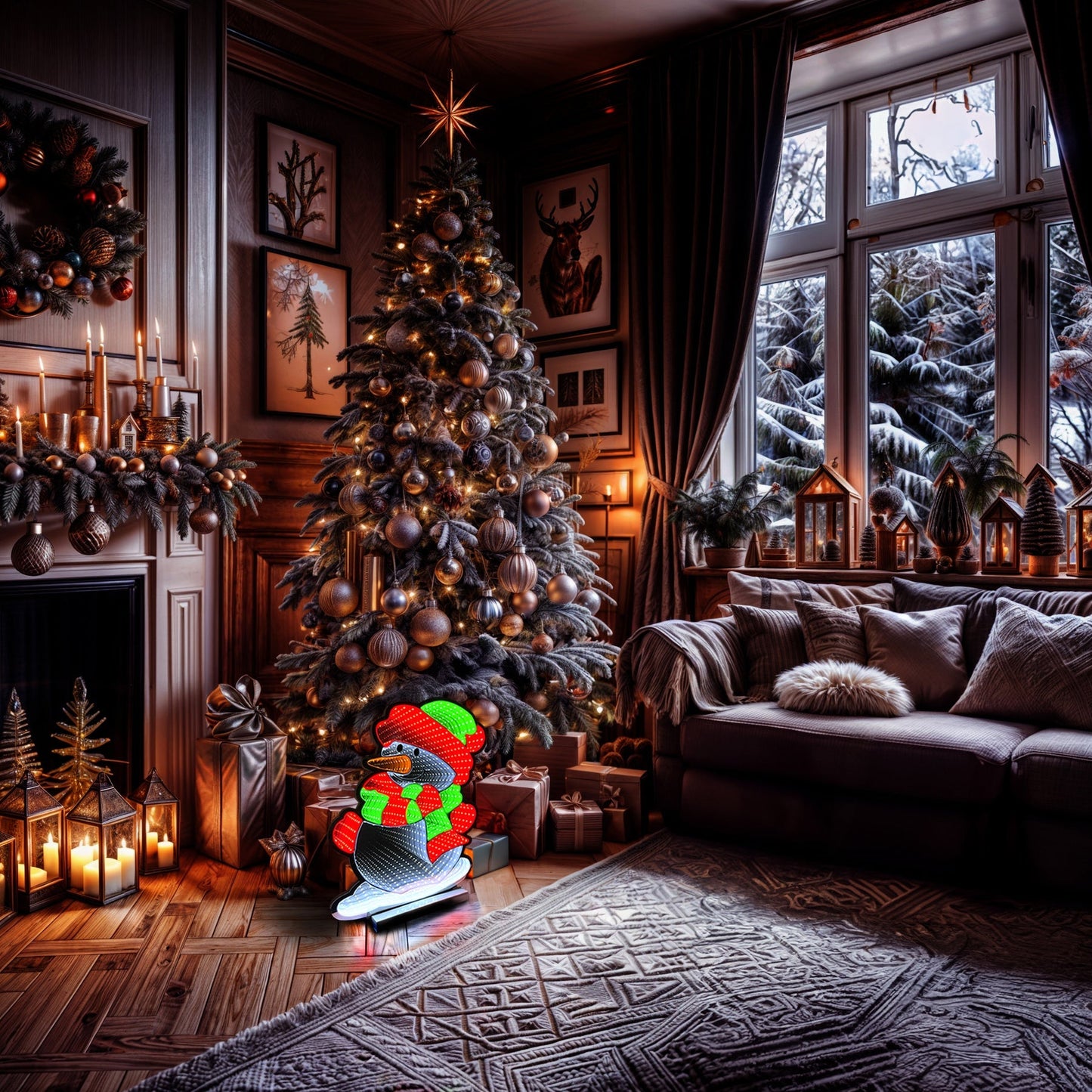 Infinity Christmas Snowman With Wooden Base 2 (23")