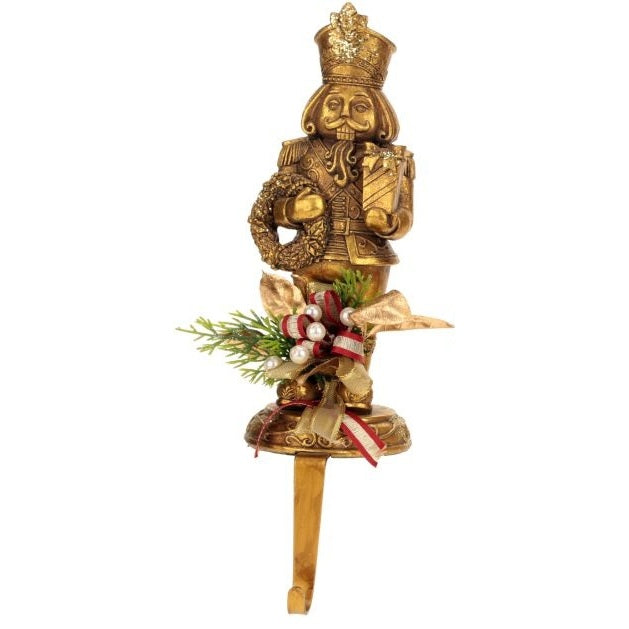 Christmas trimmed Nutcracker Stocking Holder, 12" (3 styles - sold individually)