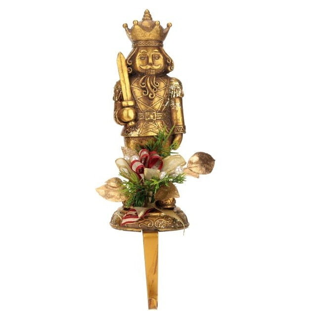 Christmas trimmed Nutcracker Stocking Holder, 12" (3 styles - sold individually)