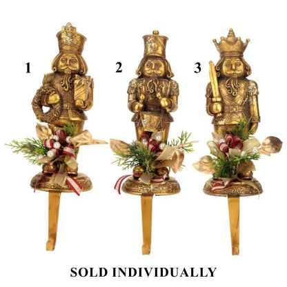 Christmas trimmed Nutcracker Stocking Holder, 12" (3 styles - sold individually)