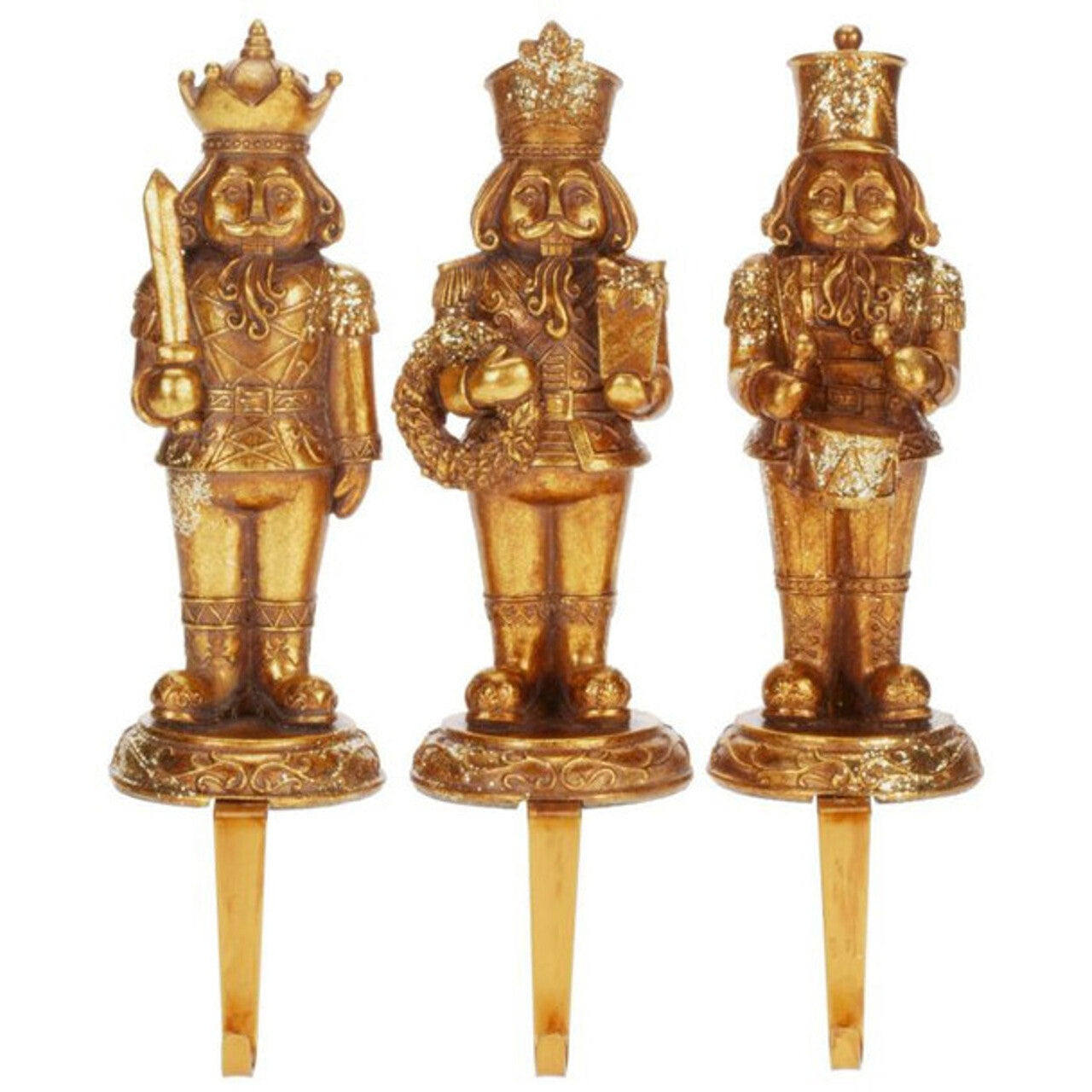 Christmas trimmed Nutcracker Stocking Holder, 12" (3 styles - sold individually)