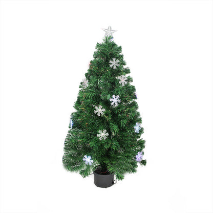 3' Pre-Lit Color Changing Fiber Optic Artificial Christmas Tree with Snowflakes - Multi Color Lights