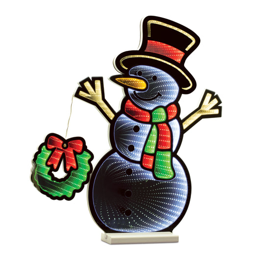 Snowman w/Wreath Infinity Light,  Acrylic w/UL Plug, 23.5"