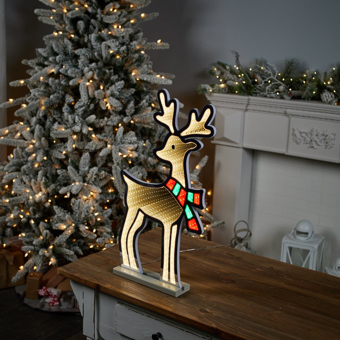 Deer w/Scarf Infinity Light, Acrylic w/UL Plug, 23.5"