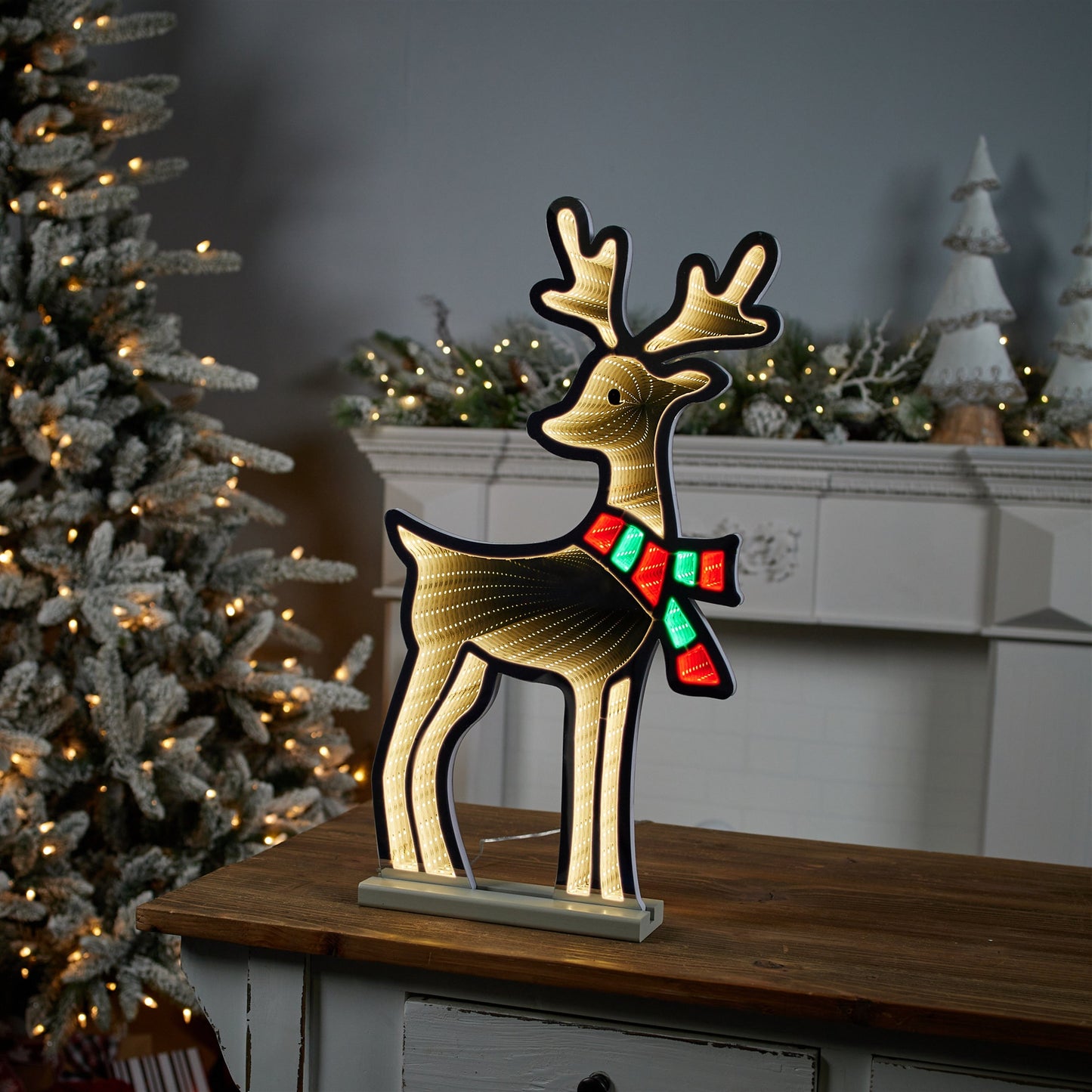 Deer w/Scarf Infinity Light, Acrylic w/UL Plug, 23.5"