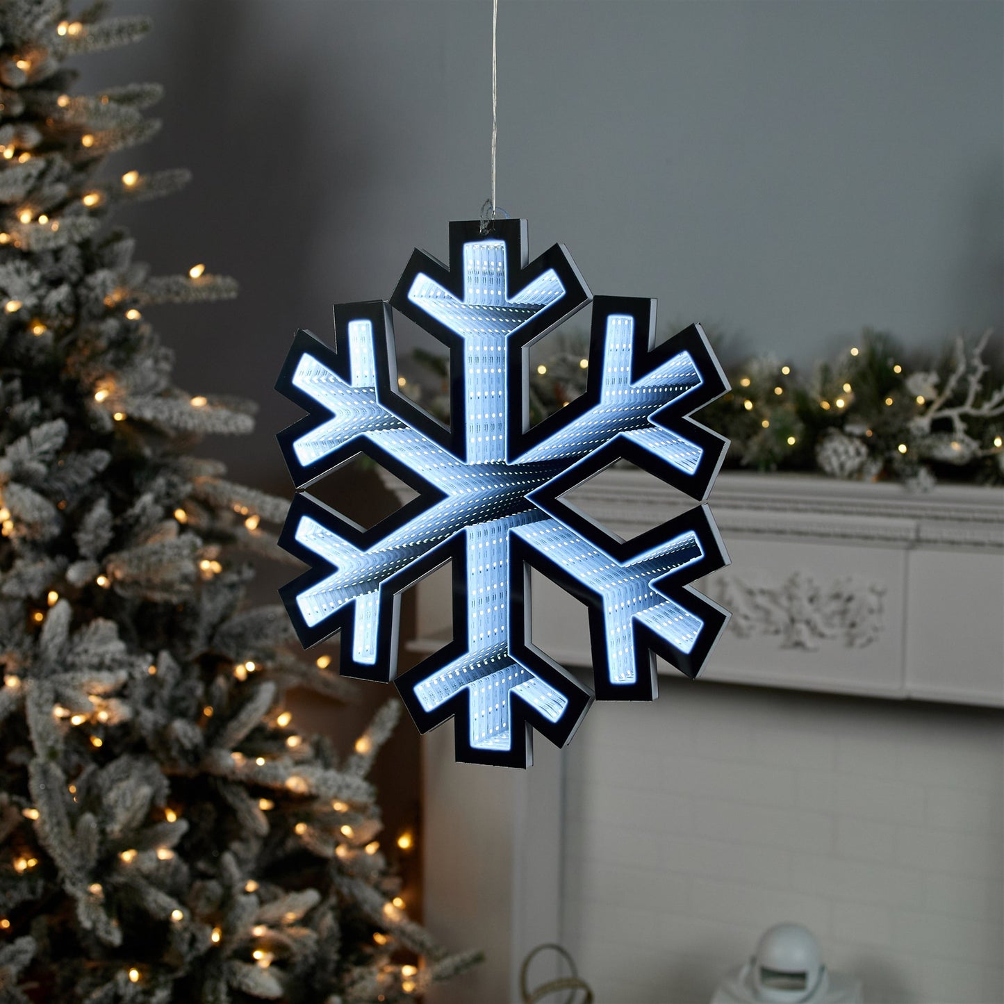 Snowflake Infinity Light, Acrylic w/UL Plug, 15.75"