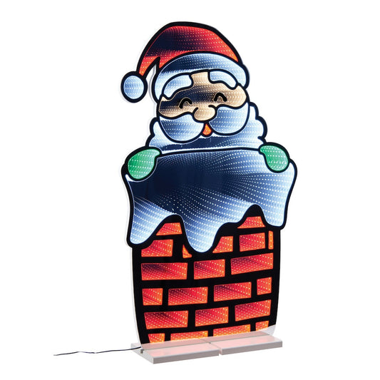 Santa and Chimney Infinity Light, Acrylic w/UL Plug, 35"