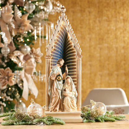Holy Family w/Infinity Light 23"H Resin/Acrylic