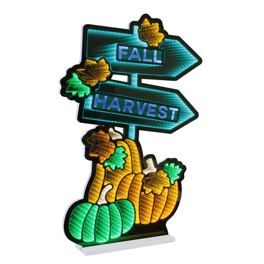 Fall Harvest Sign Infinity Light, Acrylic w/UL Plug, 35"