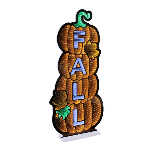 Fall Pumpkin Stack Infinity Light, Acrylic w/UL Plug, 35"