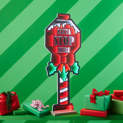 Santa Stop Here Infinity Light, Acrylic w/UL Plug, 47"