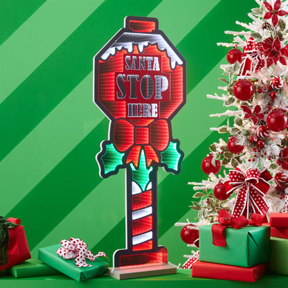 Santa Stop Here Infinity Light, Acrylic w/UL Plug, 47"