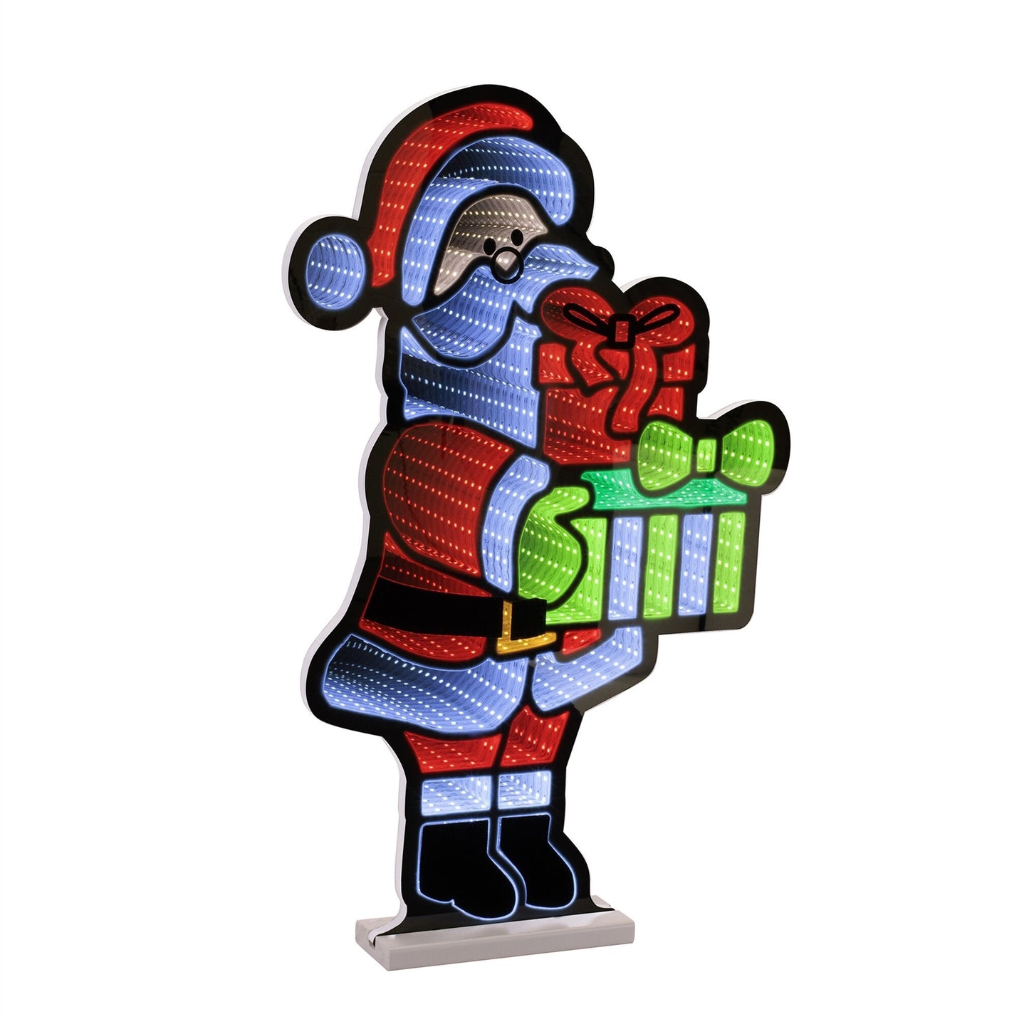 Santa W/Presents Infinity Light, Acrylic w/UL Plug, 25"