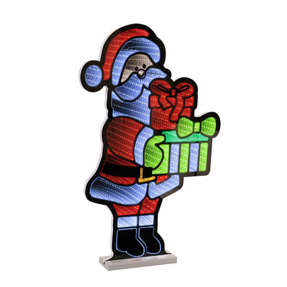 Santa W/Presents Infinity Light, Acrylic w/UL Plug, 25"