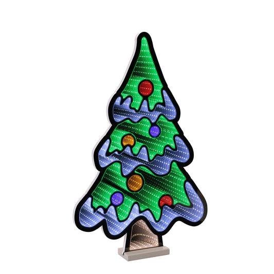 Christmas Tree W/Snow Infinity Light, Acrylic w/UL Plug, 23.5"