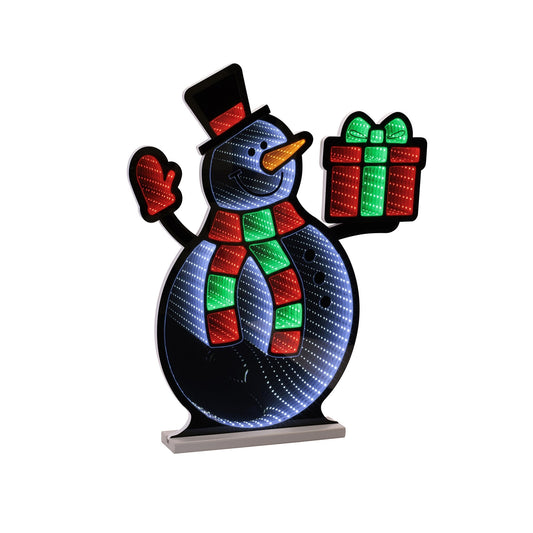Snowman W/Present Infinity Light, Acrylic w/UL Plug, 23.5"