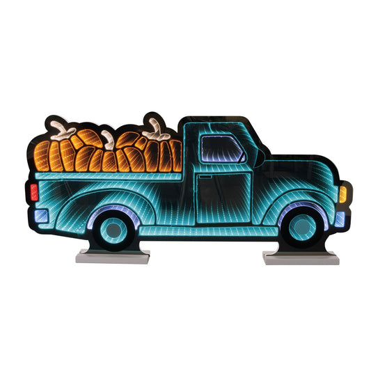 Truck w/Pumpkins Infinity Light, Acrylic w/UL Plug, 35 x 16"