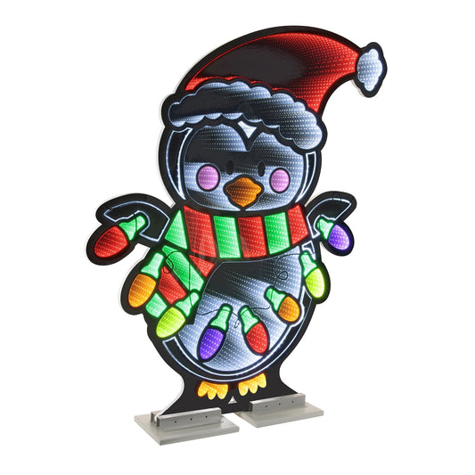 Penguin W/Santa Hat Infinity Light, Acrylic w/UL Plug, 47"