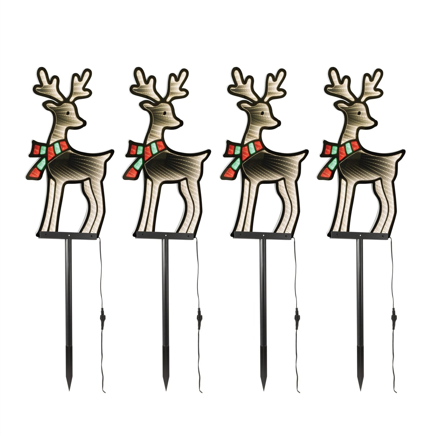 Reindeer Stake Infinity Light, Acrylic w/UL Plug, 12 x 16" (Set of 4)