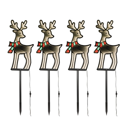 Reindeer Stake Infinity Light, Acrylic w/UL Plug, 12 x 16" (Set of 4)