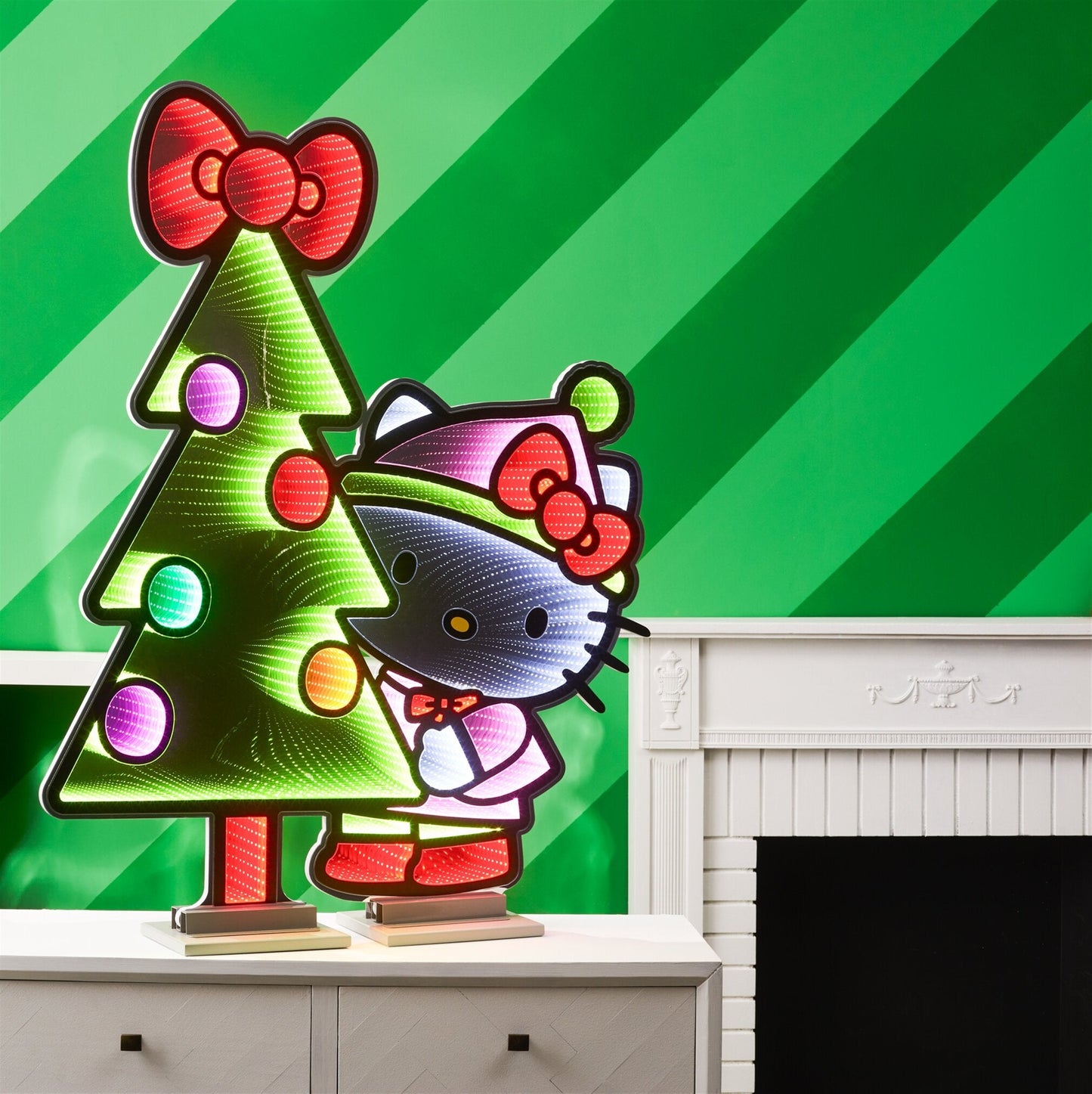 Hello Kitty W/Christmas Tree Infinity Light, Acrylic w/UL Plug, 47"